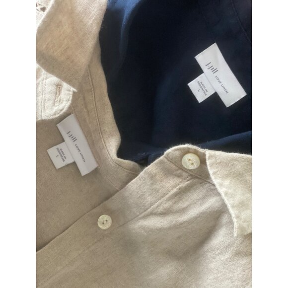 size L large J. Jill love 100% linen beige button blouse short sleeve - Picture 6 of 7